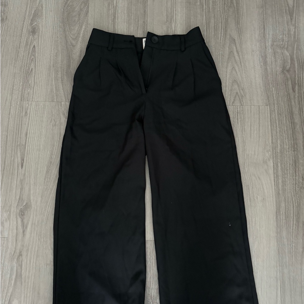 Princess Polly Black Pleated Straight-Trousers